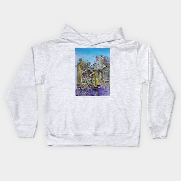 Watercolor Sketch - 7 Issaquah Dock, Sausalito, Califonia 2012 Kids Hoodie by IgorPozdnyakov